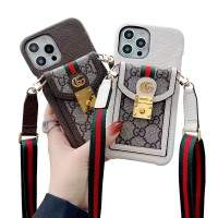 Hortory Magnetic luxury iphone wallet case with lanyard
