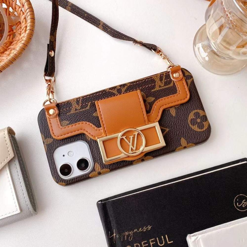 Hortory luxury iphone case with wallet and straps